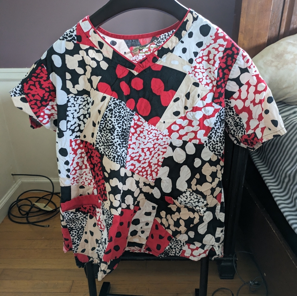 Bring it on size. Extra large red scrub top